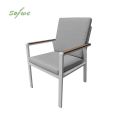 Chaise de salle à manger en aluminium avec accoudoirs en WPC pour extérieur avec coussin - 11D27J