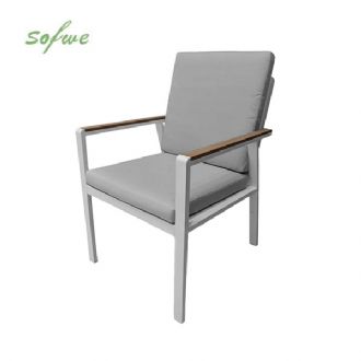 Chaise de salle à manger en aluminium avec accoudoirs en WPC...