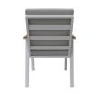 Chaise de salle à manger en aluminium avec accoudoirs en WPC pour extérieur avec coussin - 11D27J