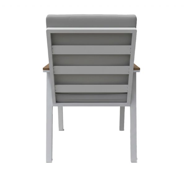 Chaise de salle à manger en aluminium avec accoudoirs en WPC pour extérieur avec coussin - 11D27J