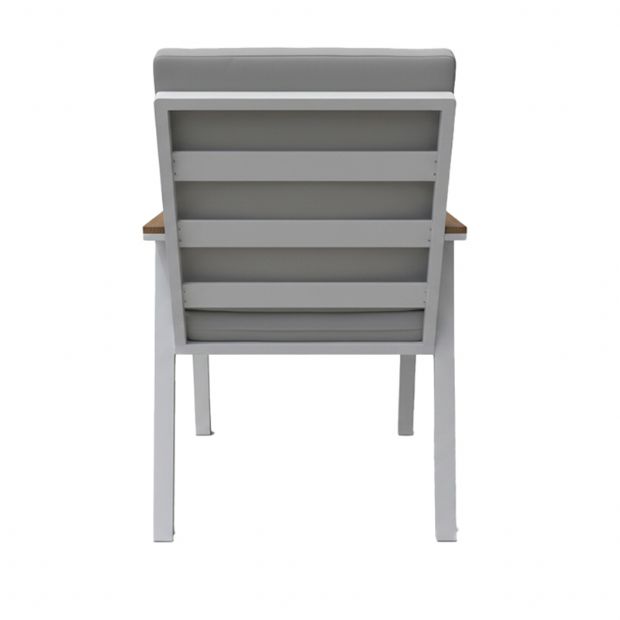 Chaise de salle à manger en aluminium avec accoudoirs en WPC pour extérieur avec coussin - 11D27J