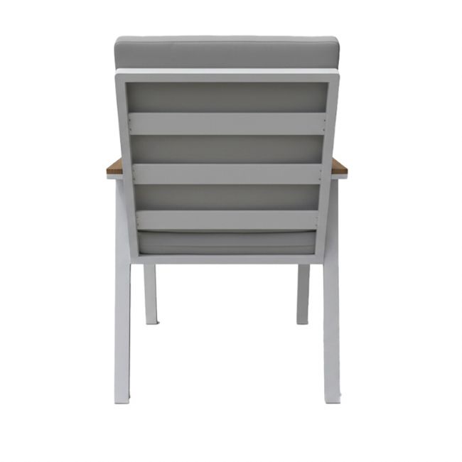 Chaise de salle à manger en aluminium avec accoudoirs en WPC pour extérieur avec coussin - 11D27J
