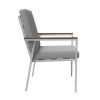 Chaise de salle à manger en aluminium avec accoudoirs en WPC pour extérieur avec coussin - 11D27J