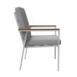 Chaise de salle à manger en aluminium avec accoudoirs en WPC pour extérieur avec coussin - 11D27J