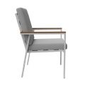 Chaise de salle à manger en aluminium avec accoudoirs en WPC pour extérieur avec coussin - 11D27J