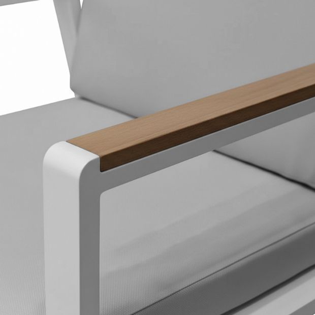 Chaise de salle à manger en aluminium avec accoudoirs en WPC pour extérieur avec coussin - 11D27J