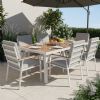 Chaise de salle à manger en aluminium avec accoudoirs en WPC pour extérieur avec coussin - 11D27J