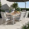 Chaise de salle à manger en aluminium avec accoudoirs en WPC pour extérieur avec coussin - 11D27J