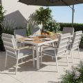 Chaise de salle à manger en aluminium avec accoudoirs en WPC pour extérieur avec coussin - 11D27J