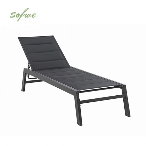 Fauteuil inclinable réglable Textilène en aluminium avec intérieur en coton - 11D14D