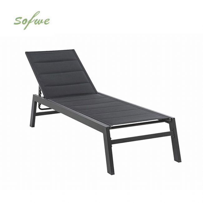 Fauteuil inclinable réglable Textilène en aluminium avec intérieur en coton - 11D14D