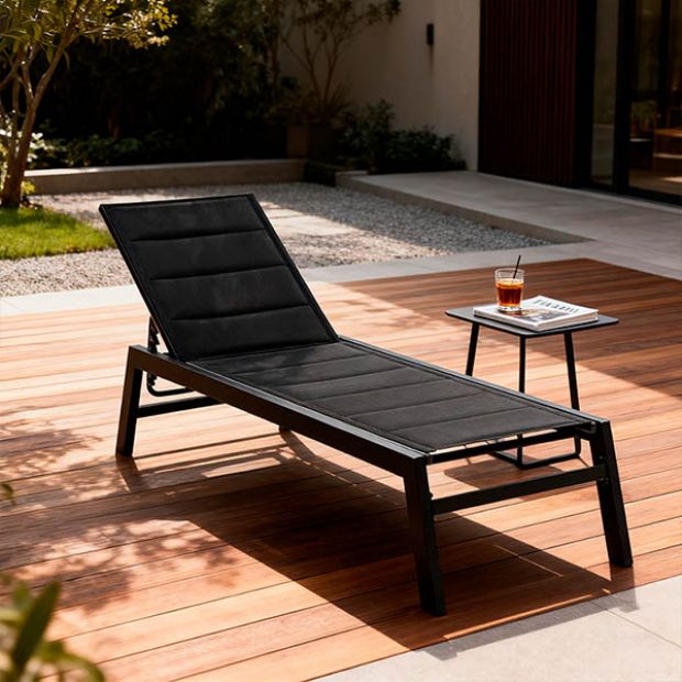 Fauteuil inclinable réglable Textilène en aluminium avec intérieur en coton - 11D14D