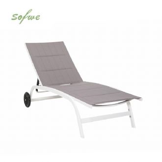 Fauteuil réglable en aluminium et textilène avec roulettes