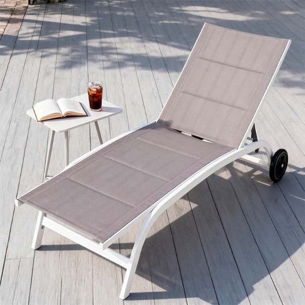 Fauteuil réglable en aluminium et textilène avec roulettes - 11D14E