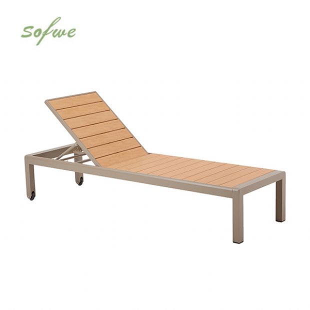 Fauteuil réglable en aluminium, plastique et bois avec roulettes - 11D14G