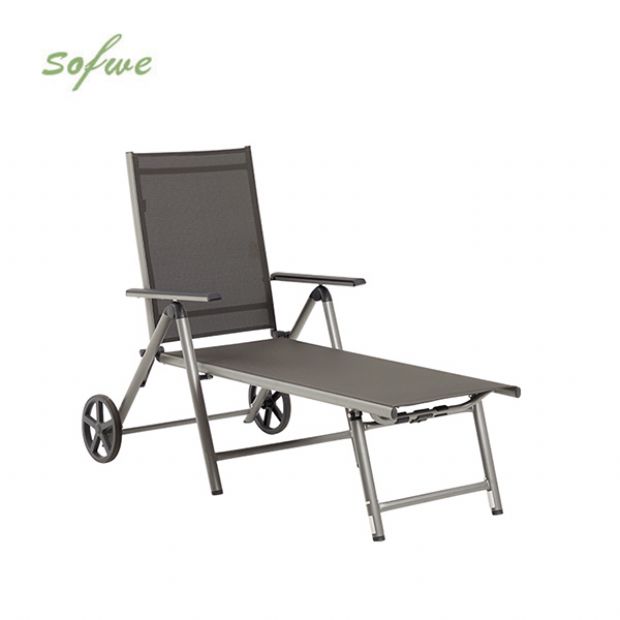 Fauteuil en aluminium Textilène avec roulettes et coussin - 11D14K