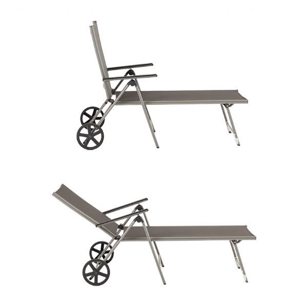 Fauteuil en aluminium Textilène avec roulettes et coussin - 11D14K
