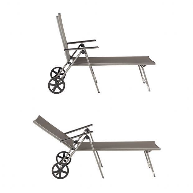 Fauteuil en aluminium Textilène avec roulettes et coussin - 11D14K