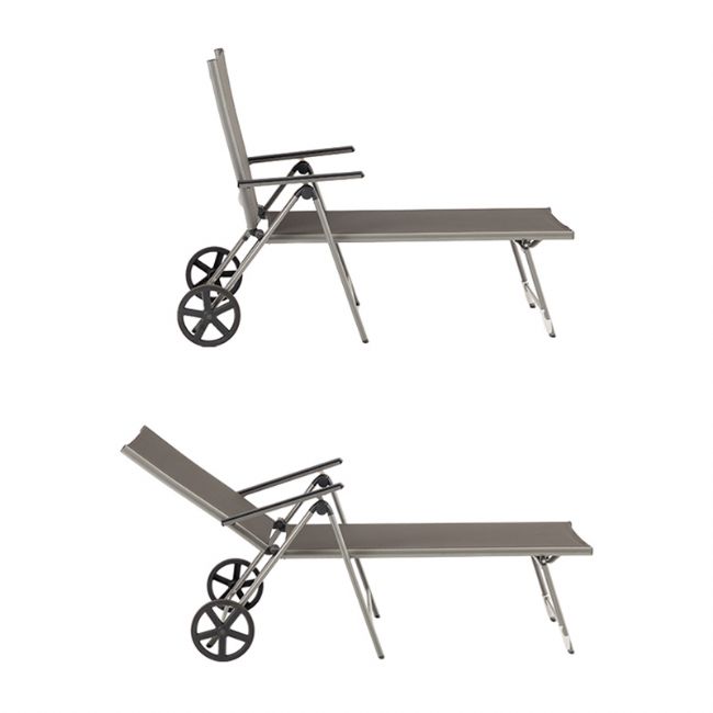 Fauteuil en aluminium Textilène avec roulettes et coussin - 11D14K