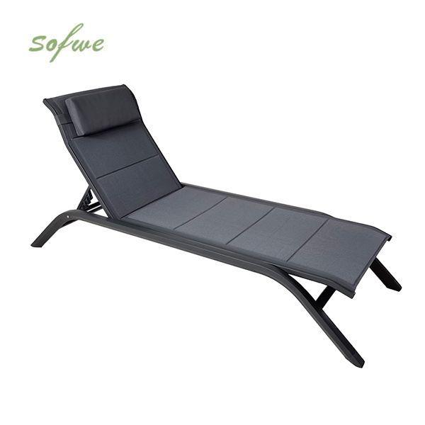 Chaise longue réglable d'extérieur avec structure en alliage d'aluminium et tissu en maille - 11D25A