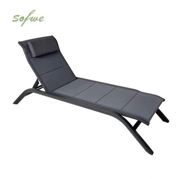 Chaise longue réglable d'extérieur avec structure en alliage d'aluminium et tissu en maille - 11D25A