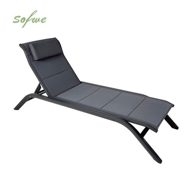 Chaise longue réglable d'extérieur avec structure en alliage d'aluminium et tissu en maille - 11D25A