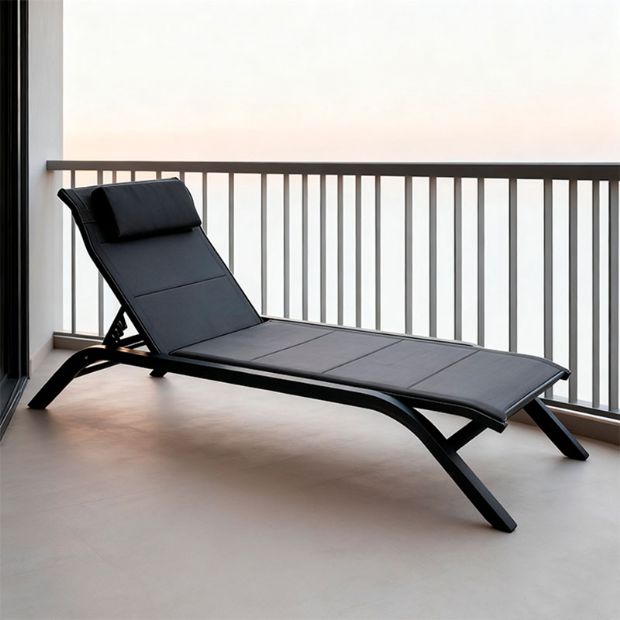 Chaise longue réglable d'extérieur avec structure en alliage d'aluminium et tissu en maille - 11D25A
