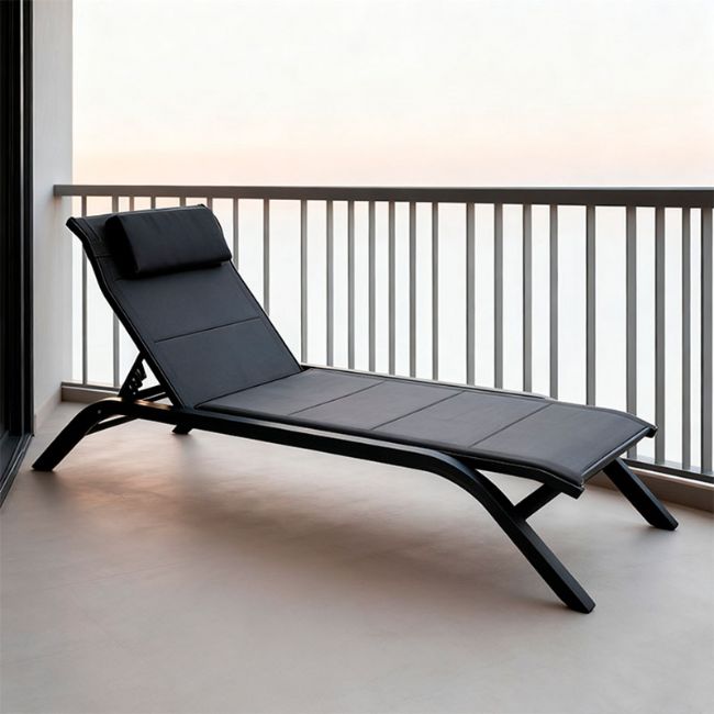 Chaise longue réglable d'extérieur avec structure en alliage d'aluminium et tissu en maille - 11D25A