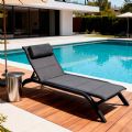 Chaise longue réglable d'extérieur avec structure en alliage d'aluminium et tissu en maille - 11D25A