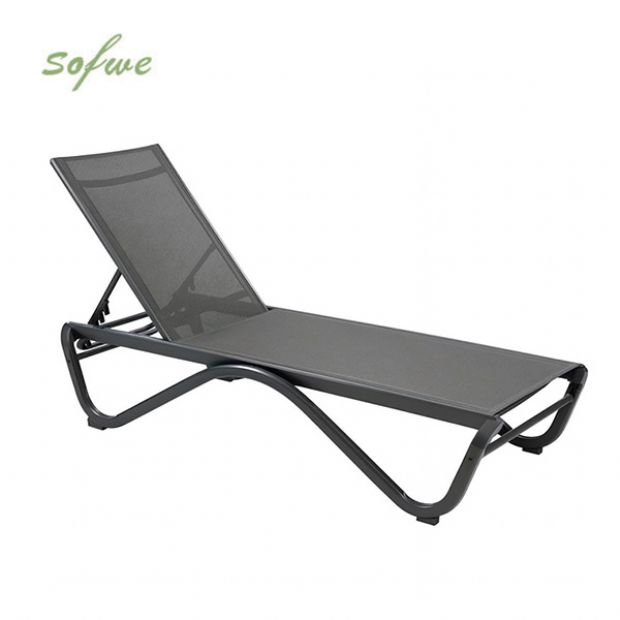 Chaise longue d'extérieur avec base en aluminium en forme de W - 11D25B