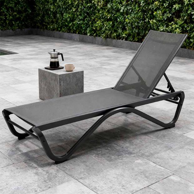 Chaise longue d'extérieur avec base en aluminium en forme de W - 11D25B