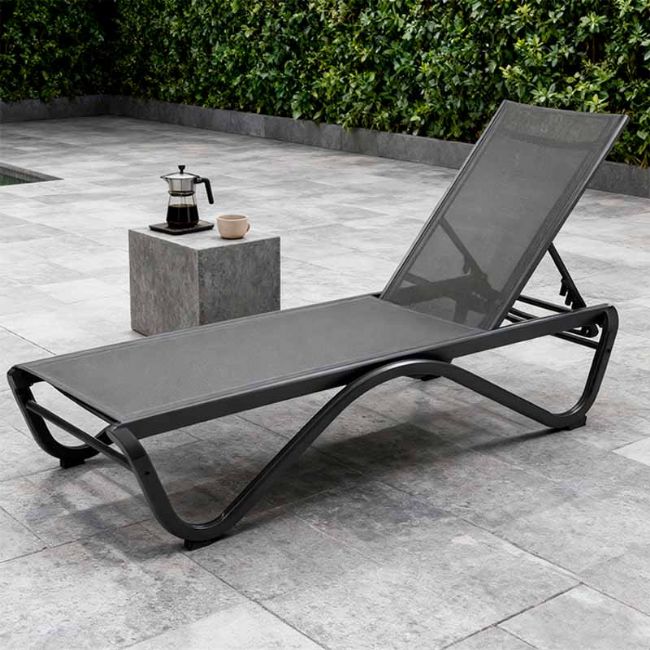 Chaise longue d'extérieur avec base en aluminium en forme de W - 11D25B