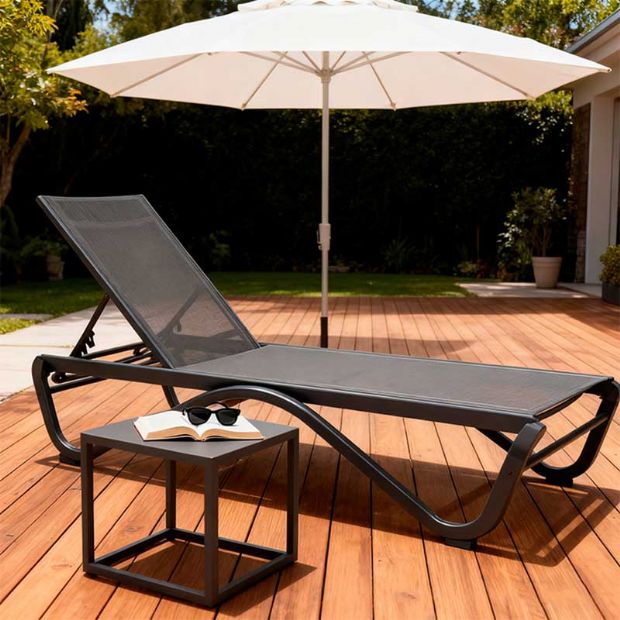 Chaise longue d'extérieur avec base en aluminium en forme de W - 11D25B
