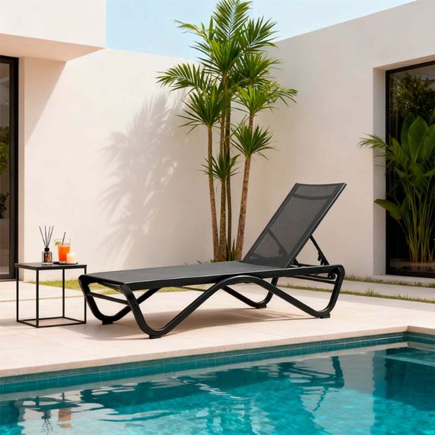 Chaise longue d'extérieur avec base en aluminium en forme de W - 11D25B