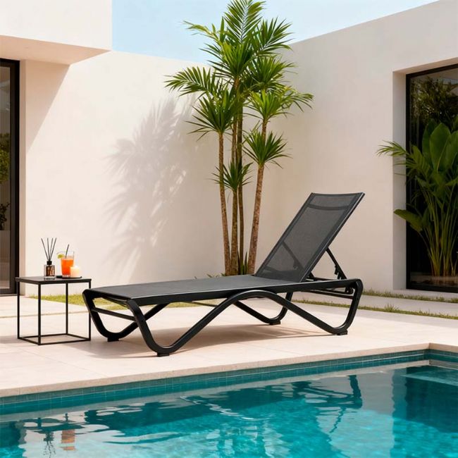 Chaise longue d'extérieur avec base en aluminium en forme de W - 11D25B