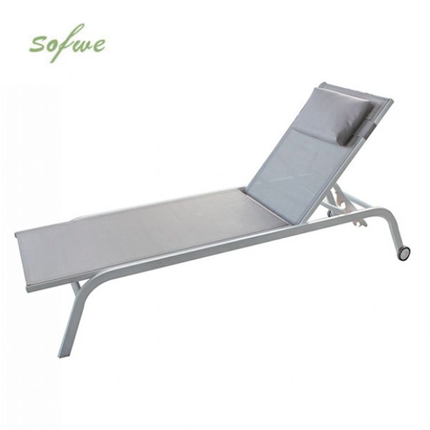 Chaise longue en aluminium avec assise en maille respirante - 11D25C