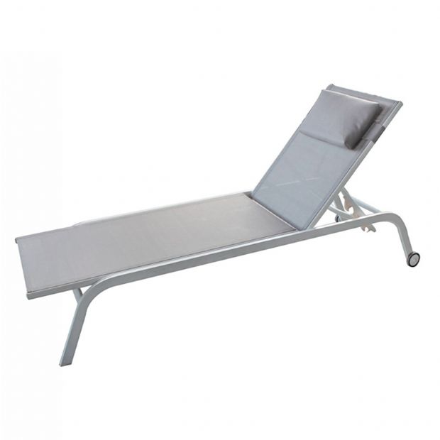 Chaise longue en aluminium avec assise en maille respirante - 11D25C