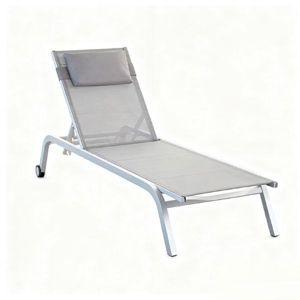 Chaise longue en aluminium avec assise en maille respirante - 11D25C