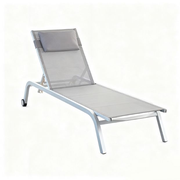 Chaise longue en aluminium avec assise en maille respirante - 11D25C