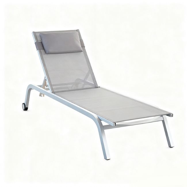 Chaise longue en aluminium avec assise en maille respirante - 11D25C