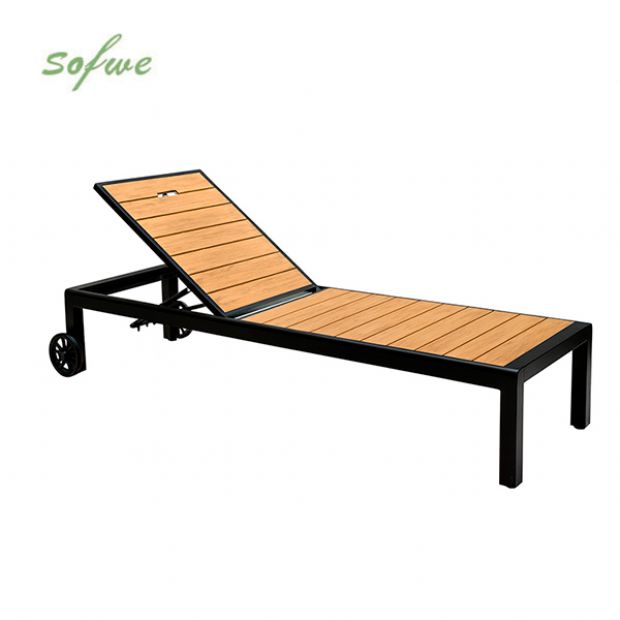 Chaise longue en aluminium avec structure en aluminium et WPC pour extérieur - 11D25G