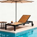 Chaise longue en aluminium avec structure en aluminium et WPC pour extérieur - 11D25G