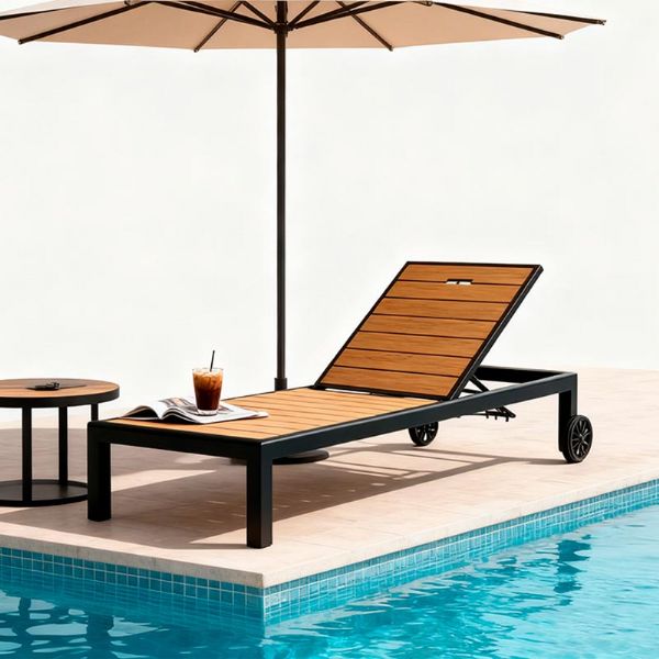 Chaise longue en aluminium avec structure en aluminium et WPC pour extérieur - 11D25G