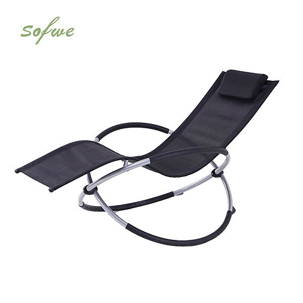 Chaise longue de jardin à bascule en gros, avec structure métallique à arceau réglable, pour l'ameublement de terrasses et de bords de piscine - 11D25H