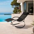 Chaise longue de jardin à bascule en gros, avec structure métallique à arceau réglable, pour l'ameublement de terrasses et de bords de piscine - 11D25H