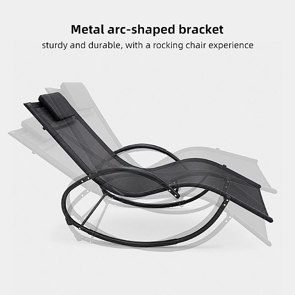 Chaise longue de jardin à bascule en gros, avec assise ergonomique incurvée en résille, destinée à l'ameublement de terrasses au bord de la piscine - 11D25J