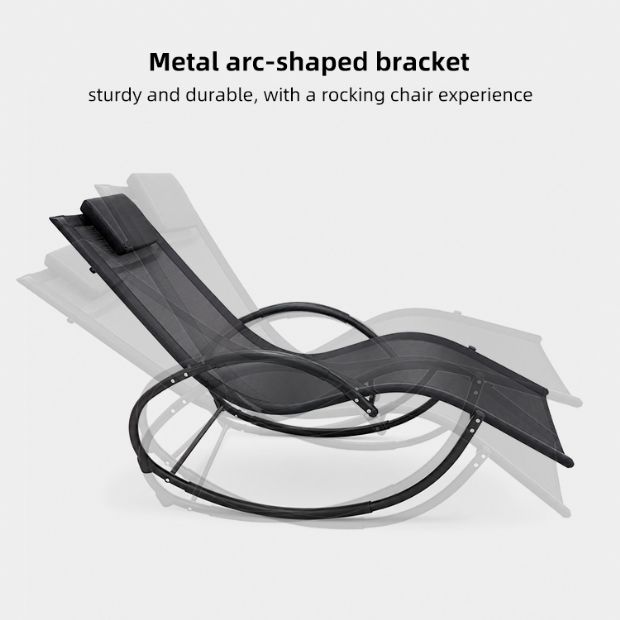 Chaise longue de jardin à bascule en gros, avec assise ergonomique incurvée en résille, destinée à l'ameublement de terrasses au bord de la piscine - 11D25J