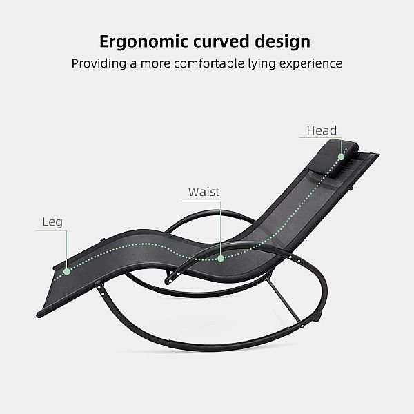 Chaise longue de jardin à bascule en gros, avec assise ergonomique incurvée en résille, destinée à l'ameublement de terrasses au bord de la piscine - 11D25J
