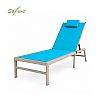 Chaise longue de jardin pliable en gros, avec dossier réglable à plusieurs niveaux et appui-tête amovible, pour terrasse au bord de la piscine - 11D25K