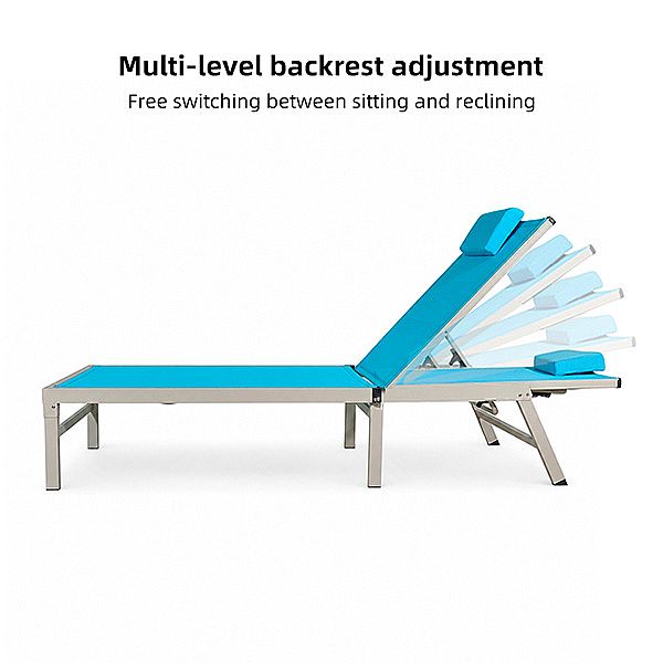 Chaise longue de jardin pliable en gros, avec dossier réglable à plusieurs niveaux et appui-tête amovible, pour terrasse au bord de la piscine - 11D25K